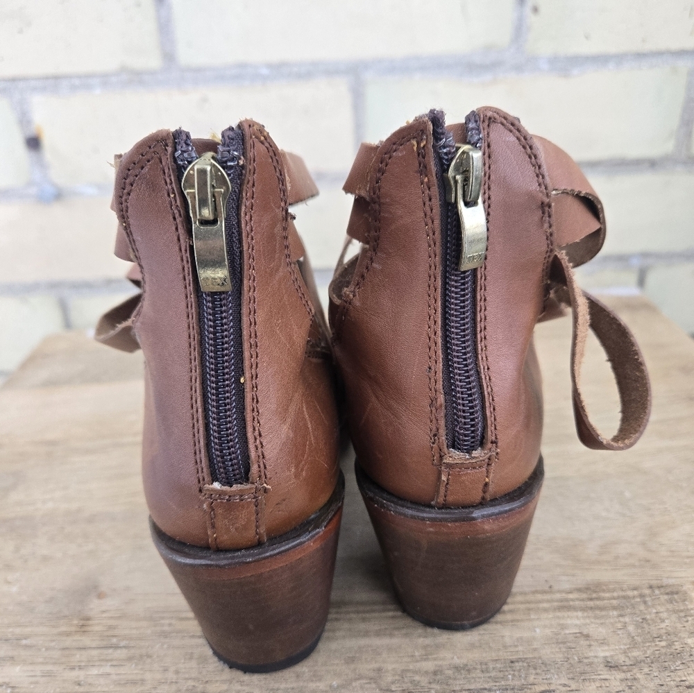 Strappy Leather Ankle Boots - Picture 4 of 10